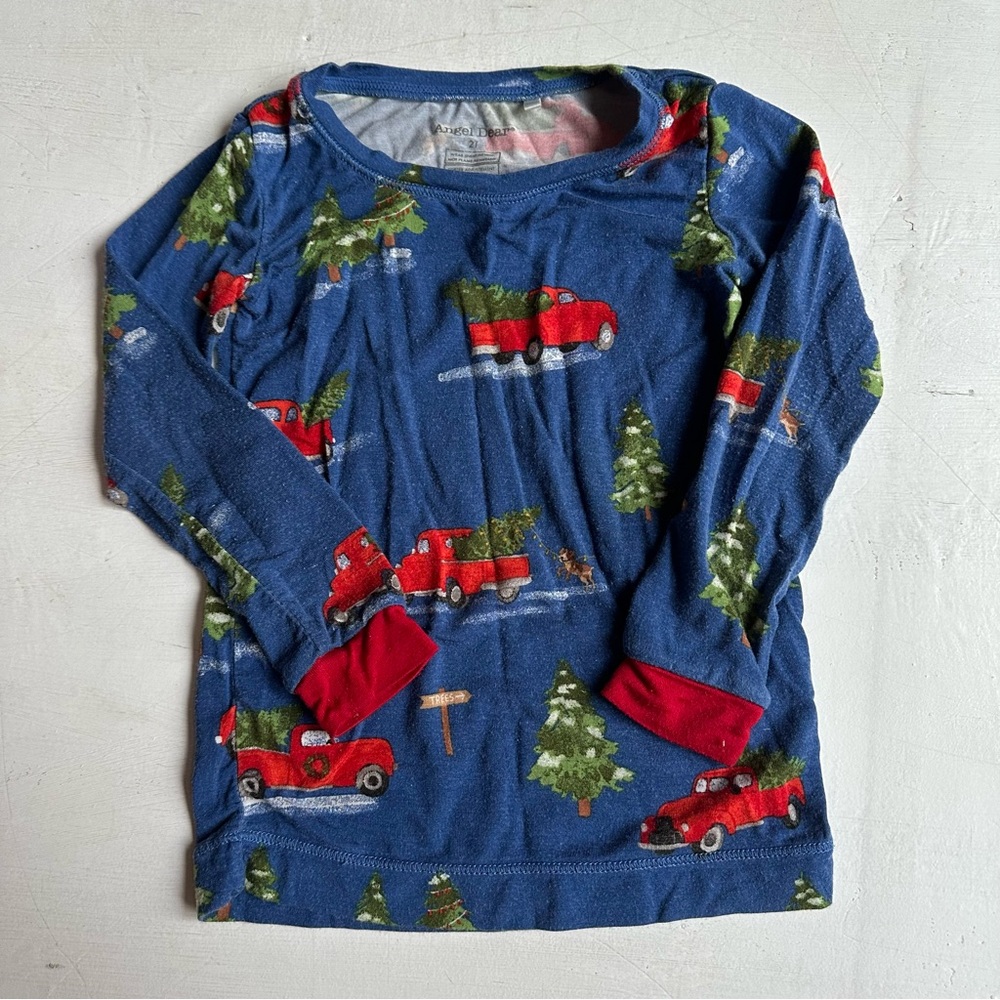Angel Dear Red Christmas Trucks Bamboo Pajama Top